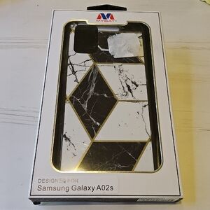 MyBat White & Black Marble Geometric Case for Samsung Galaxy A02s